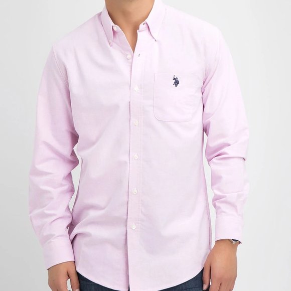 U.S. Polo Association Pink Stretch Oxford Shirt M - Picture 1 of 5